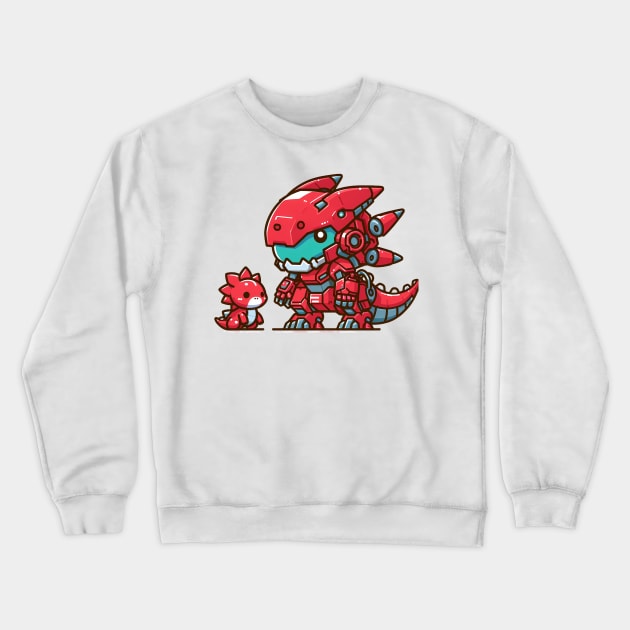 Chibi mecha red dinosaurus Crewneck Sweatshirt by Mechanime World